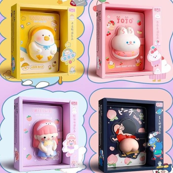 

READY Buku Notebook Squishy, Buku catatan diary squishy 3D kartun lucu anak NEW