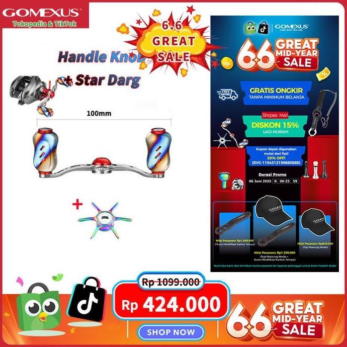 Tersedia Gomexus BDH 90/100mm Handle Reel BC Titanium Casting Reel handle For Daiwa Shimano Curado A