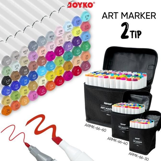 

ART MARKER SPIDOL PENANDA SENI BERWARNA JOYKO ARMK-66-30 ~ 60 COLORS PERALATAN SEKOLAN SPIDOL TERBARU ASLI 100% ORIGINAL OFFICIAL MODERN GARANSI BRAND TERLARIS DISKON GROSIR COD TREND 2025 NEGO BAYAR DI TEMPAT DISKONGRATISONGKIR