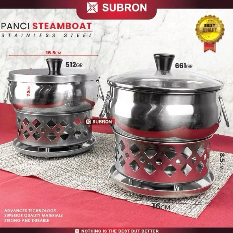 Panci Hot Pot Shabu Shabu Steamboat Hot Pot Panci Shabu 16 cm Tutup Stainless