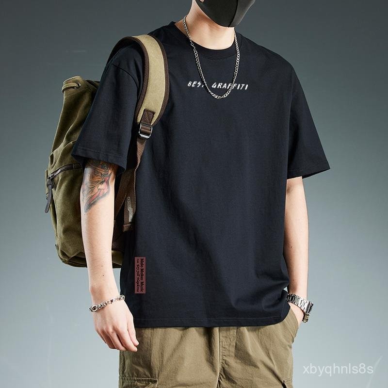 Kaos Cotton Pria - Hitam Polos, Desain Hongkong, Oversize Nyaman, Trendi IG