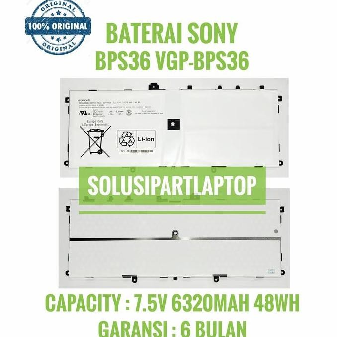 Special Price Baterai Sony Bps36 Vgp-Bps36 White Original