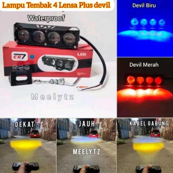 Tersedia Lampu Tembak 4 Mata CR7 Plus Devil NEW Alumunium Waterproof Premium