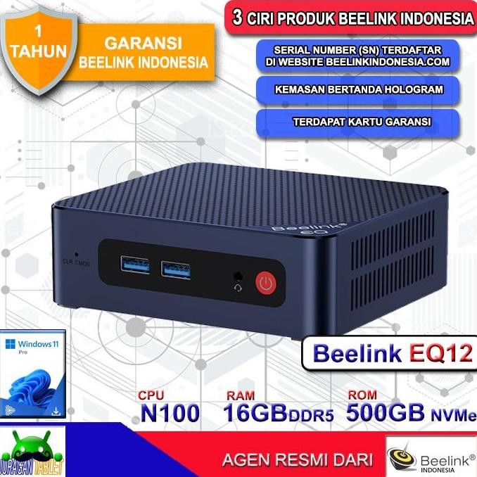 Beelink EQ12 N100 16GB DDR5 500GB SSD NVMe WiFi6 HDMI Windows 11 Pro