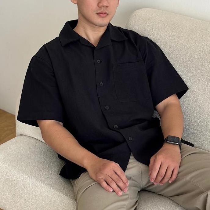 baru COZYCLUB CUBAN BOWLING Shirt Linen Premium | Kemeja Bowling Kerah Terbuka Lengan Pendek Baju Da