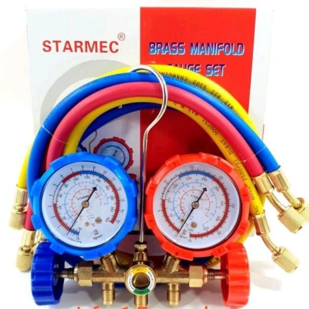 Testing Double Manifold Double R22 Pengisian Ac Mobil 220 / 500 / 800 Psi KUALITAS TINGGI Alat Pengu