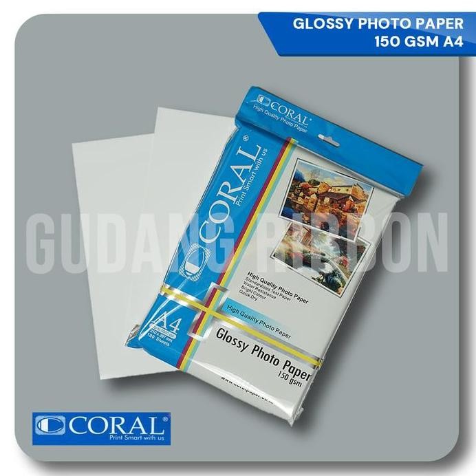 

baru CORAL GLOSSY PAPER 150 GSM A4 (100 lembar)
