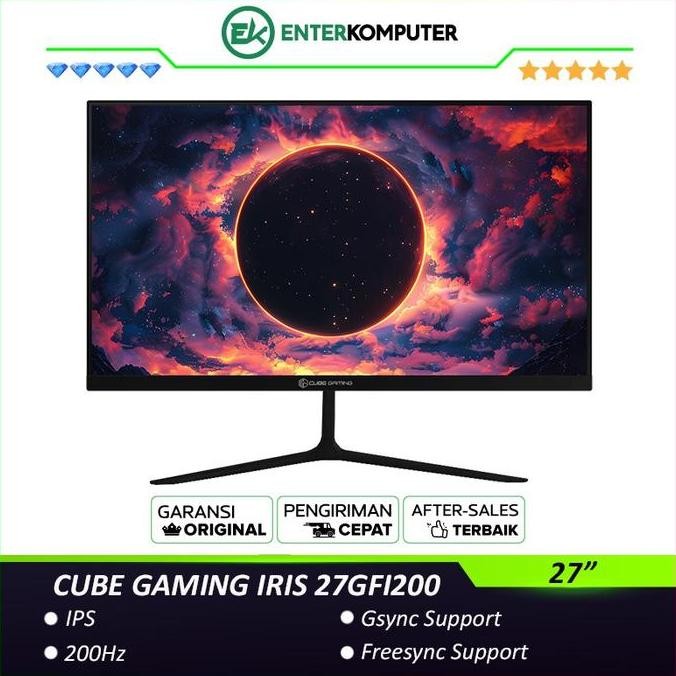 Monitor CUBE GAMING IRIS 27GFI200 27" FHD IPS Frameless 200Hz Gaming Monitor with AMD FreeSync & G-S