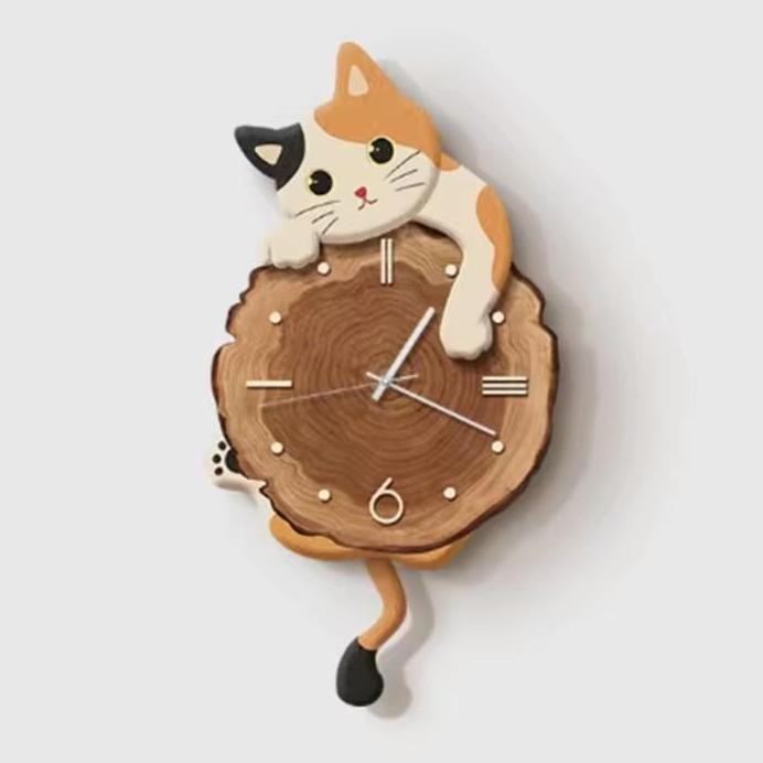 ready (pre order) jam dinding kucing ekor goyang