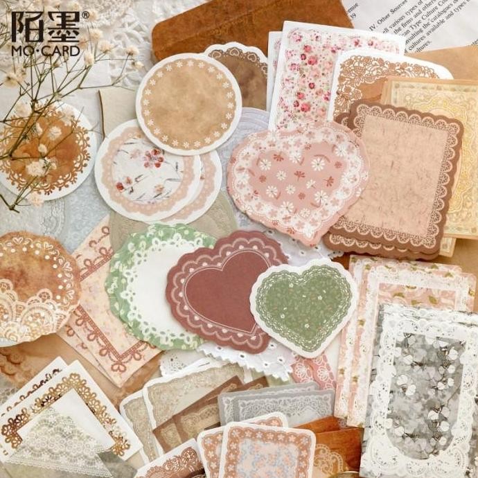 

baru 100 Pcs Kertas Paper Deco Vintage Scrapbook Journal Set Paper Kit Aesthetic Kertas Hias