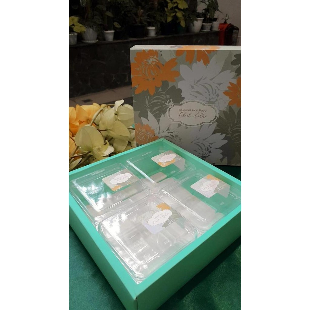 

ready stock BOX PREMIUM HAMPERS IDUL FITRI 23x23x7 cm WARNA MINT