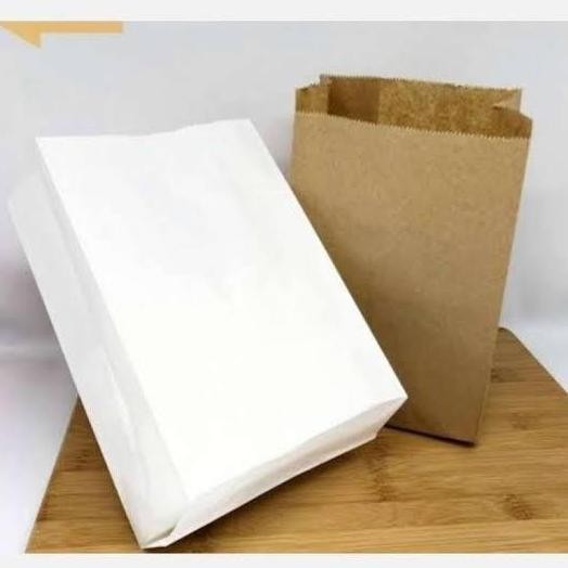 

ready stock paper bag polos putih /coklat, kantong kertas gorengan, kentang goreng, ayam goreng,dl. Isi 100 pcs per pack