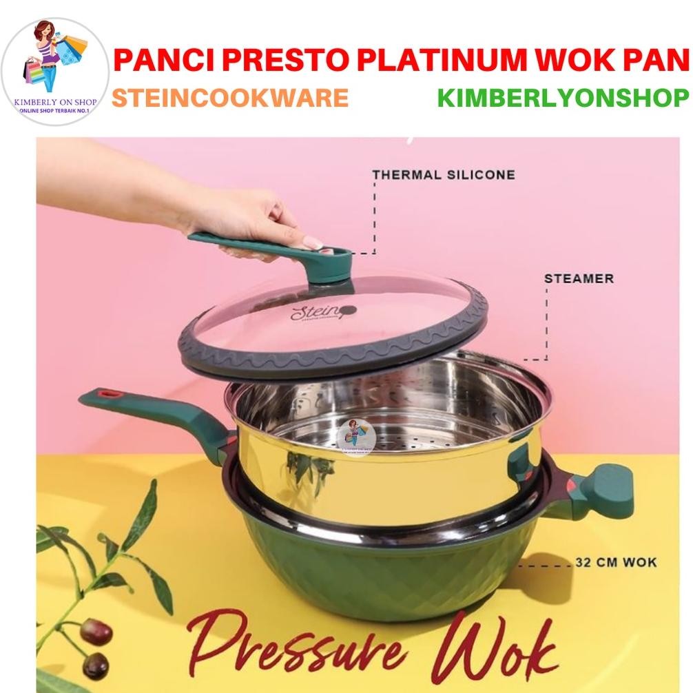 Panci Presto Wok Platinum Pressure Cooker 32 Cm Steincookware Stock