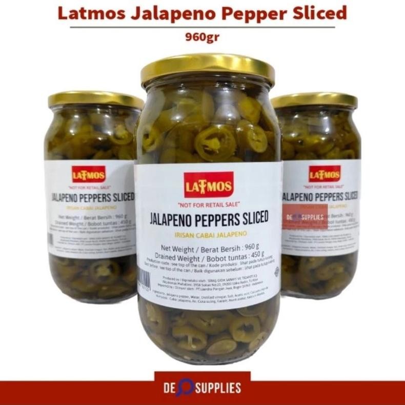 

ready Cabai Jalapeno Peppers Sliced Latmos 960gr - Jalapeno Cabe Acar Iris murah