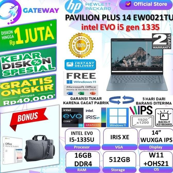 HP Pavilion Plus 14 Intel EVO i5 1355U 16GB 512GB Win 11 OHS EW0021TU / EW0020TU