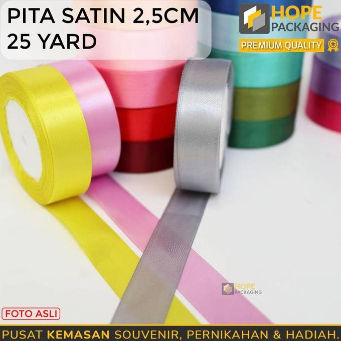 

ready stock [25 Yard] Pita Satin 2,5 cm/Warna Pastel Souvenir Hadiah Kotak Hampers