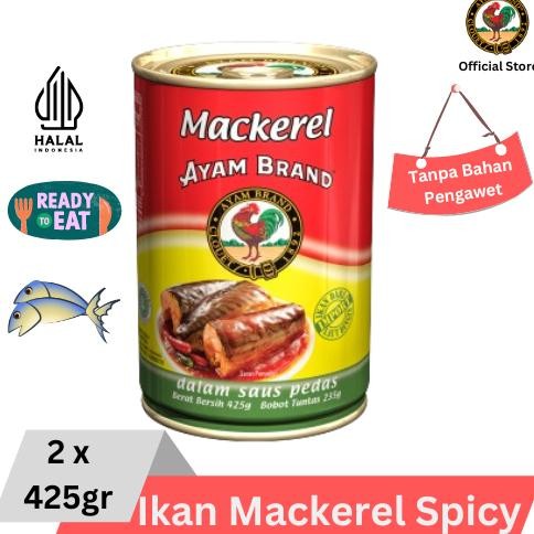 

ready Ayam Brand - Ikan Mackerel Kaleng Saus Pedas 2 pcs 425gr murah