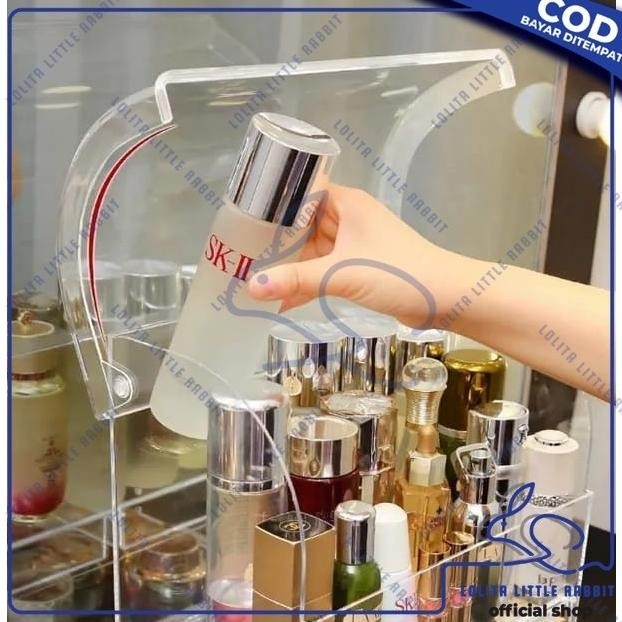 LOLITA Rak Kosmetik Dengan 4 Laci Anti Debu Acrylic Storage Tempat Make Up Skincare Rak Akrilik Mult