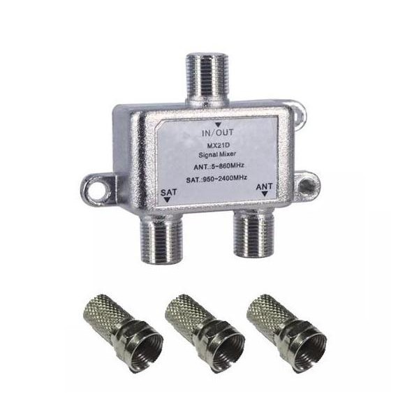 new  Splitter Mixer Combiner Antenna Antena 2 in 1 Sinyal TV dan Satelite