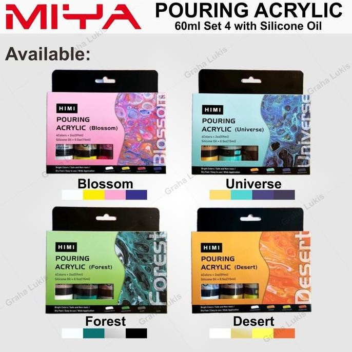 

ready Miya Himi Pouring Acrylic Set With Silicone Oil - Cat Akrilik Pouring