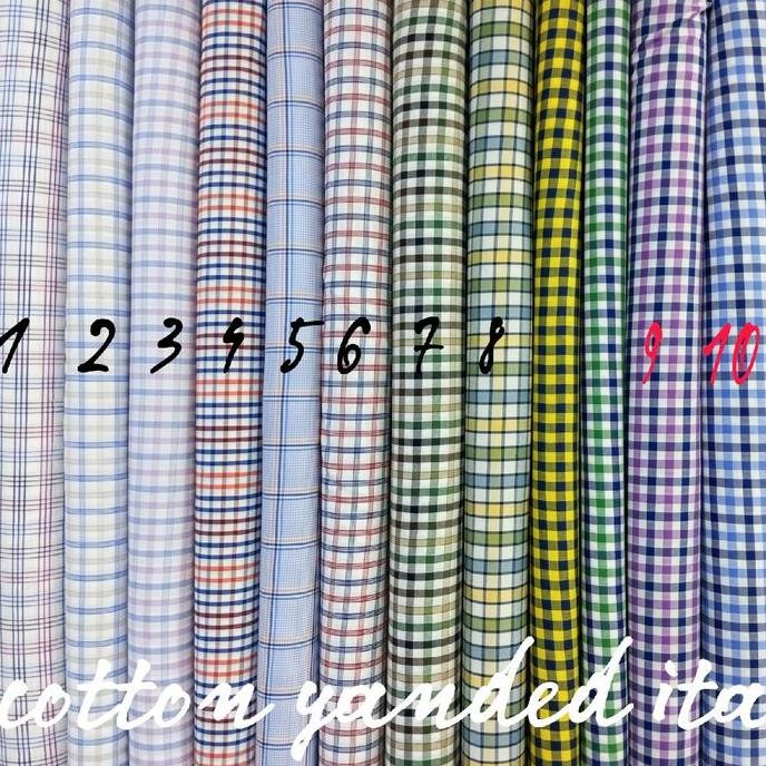 kain katun kotak kotak import bahan baju kemeja murah