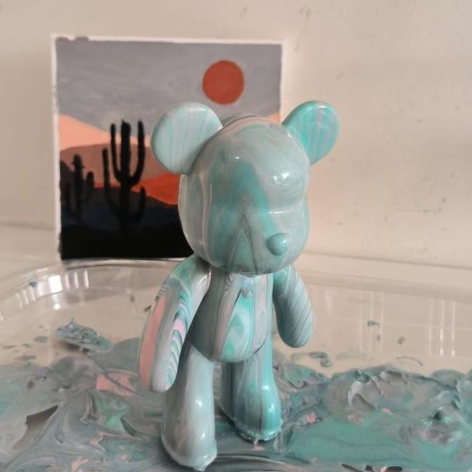 

ready DIY Beruang Besar Bearbrick 23cm Lucu Cairan Cat Warna Dekoratif