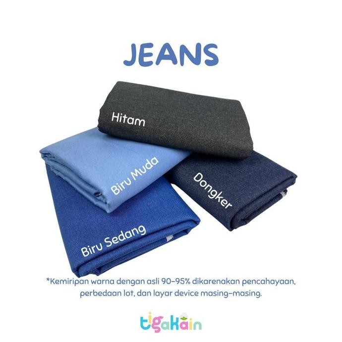 0.5 Meter Kain Denim bahan Jeans murah