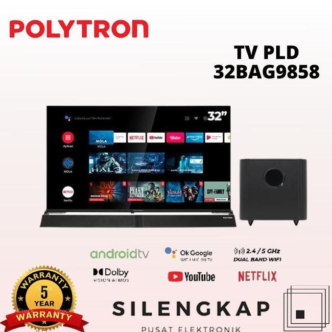 new  TV POLYTRON 32 INCH PLD32BAG9858 PLD 32 BAG 9858 CINEMAX SOUNDBAR