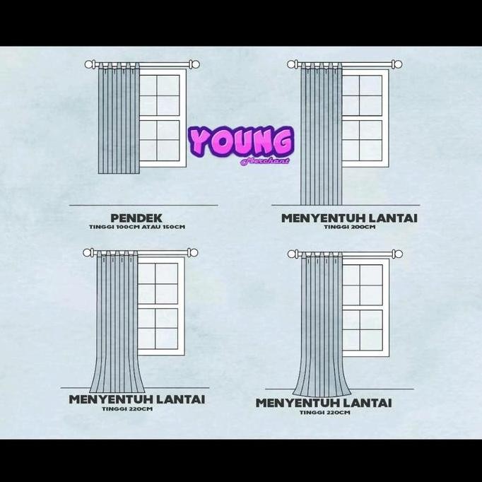 ready Gorden Pintu dan Jendela Embos Polos Minimalis Cantik Warna Pink Salem Kain tirai outdoor Tali