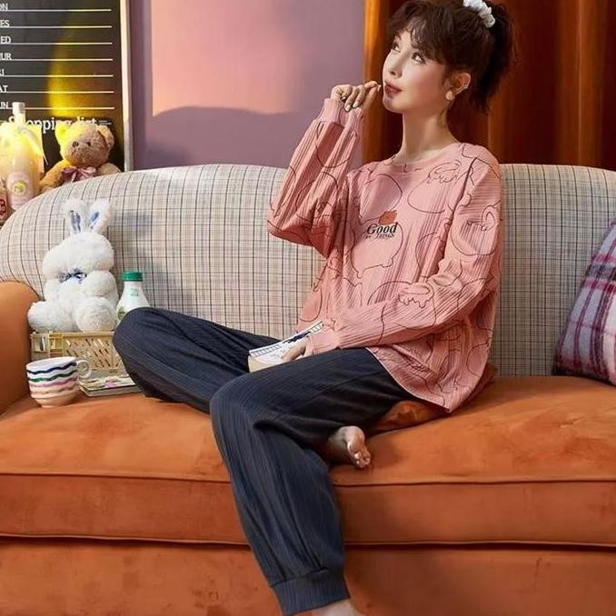 ready stock JC- Stelan Oversize Jogger PP / Piyama Oversizee IMPORT / piyama wanita Korean Style Kao