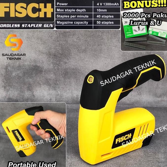 

Mesin Paku Staples Tembak 2 In 1 Baterai Fisch Cordless Stapler Gun