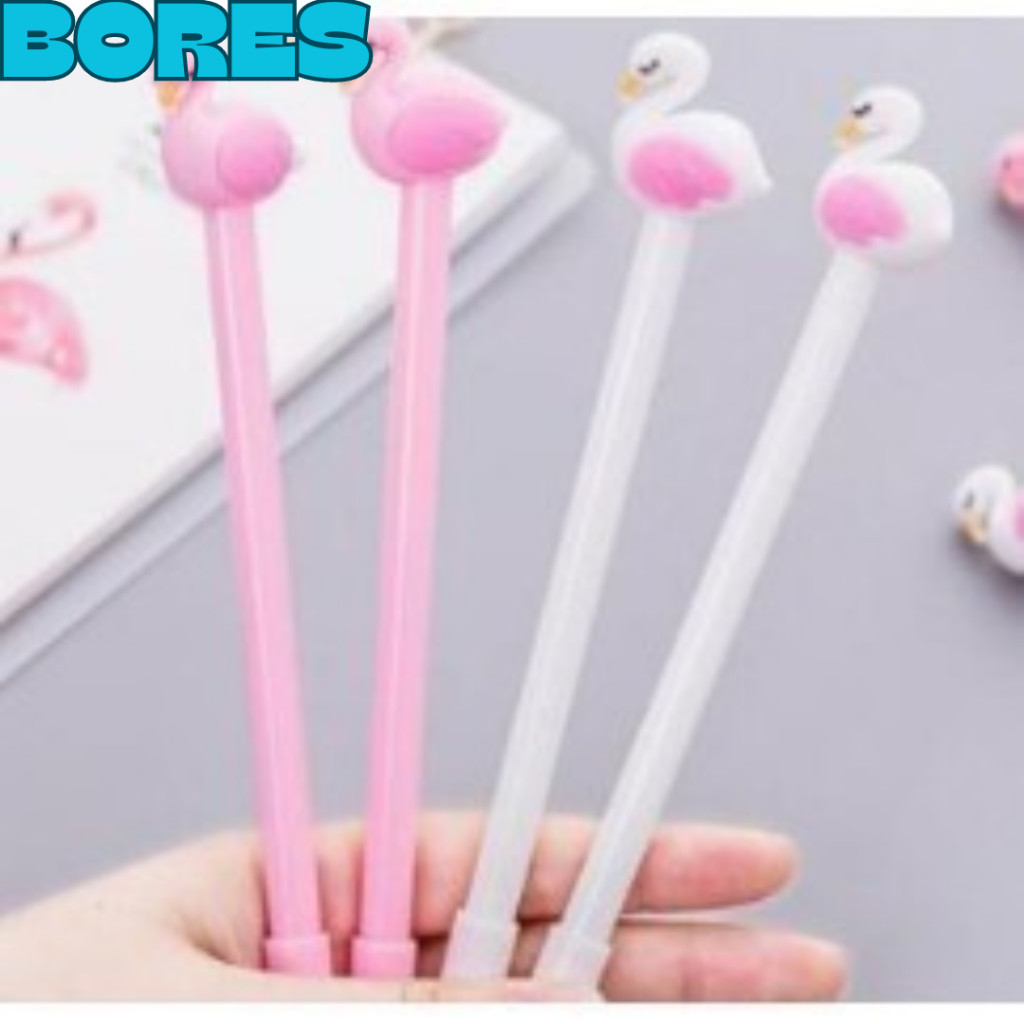 

BORES Pena Karakter Flaminggo Pulpen Gel Karakter Burung Bangau Lucu Alat Tulis Sekolah Kantor ATK Pena 3D Pulpen Murah
