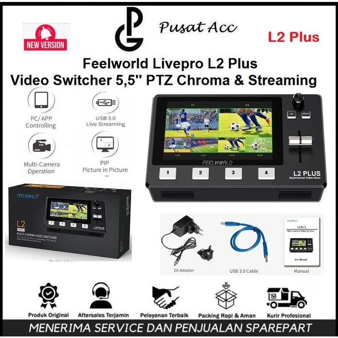 ready  Feelworld Livepro L2 Plus Video Switcher 5.5" PTZ Chroma & Streaming