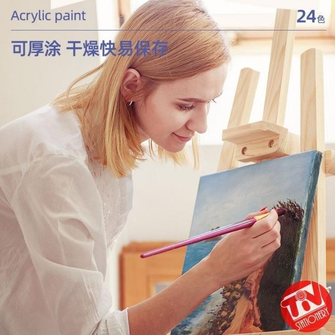 

Cat Akrilik Deli Acrylic Paint 12 Warna (12 x 5 ml) Bonus Kuas & Palet Terlaris