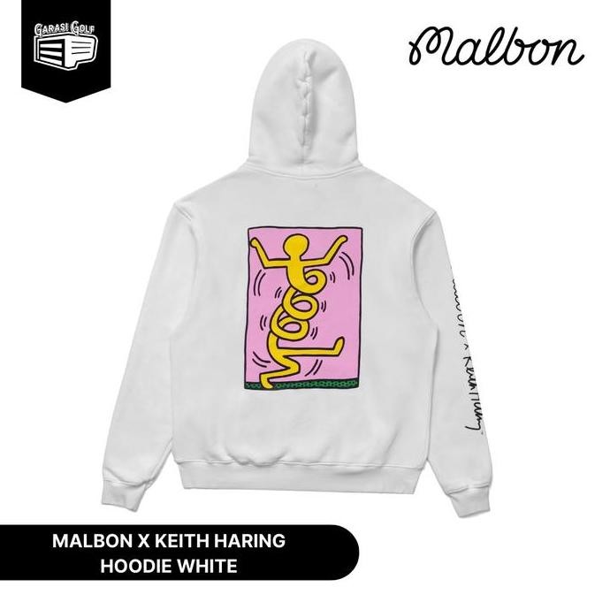 Promo Malbon X Keith Haring Hoodie White - Jacket Sweatshirt Jumper Golf