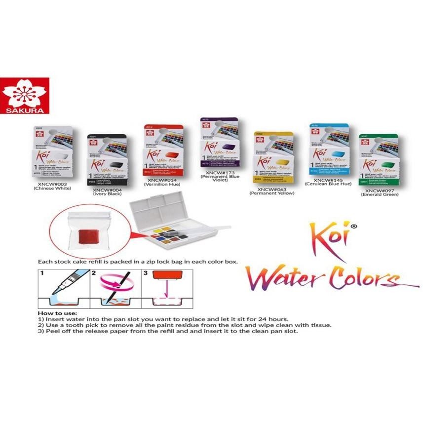 

Refill Sakura Koi Watercolor Half Pan Warna / Refill Cat Air Merek Sakura / Isi Cat Air Half Pan Terlaris
