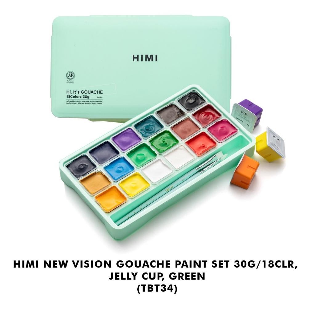 

MIYA HIMI Gouache Paint Set 30 G Isi 18 Colors Jelly Cup New Vision - Cat Lukis Gouache 30 gr x 18 Warna Mewarnai Menggambar Anak Dewasa Terlaris