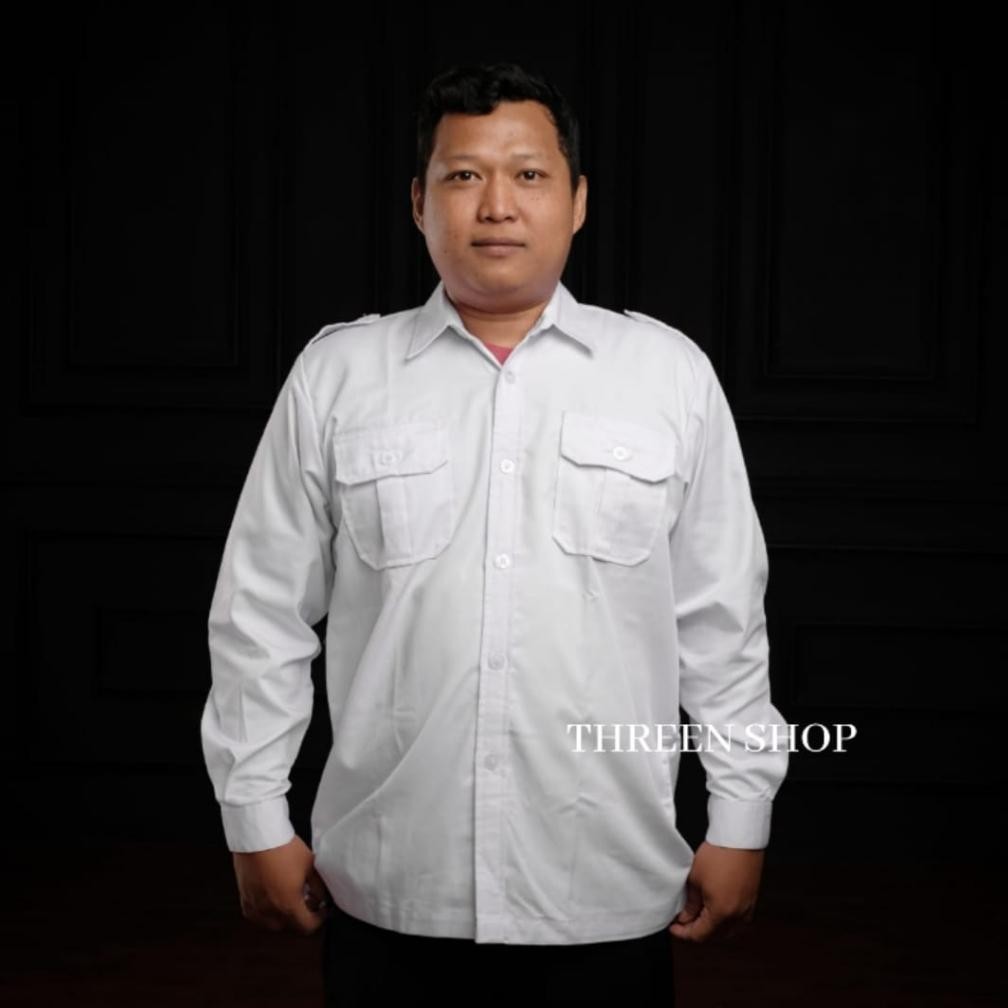 Baju DinasPria Lengan Panjang Seragam PDH Pria Putih Seragam SatpamPegawai Pabrik