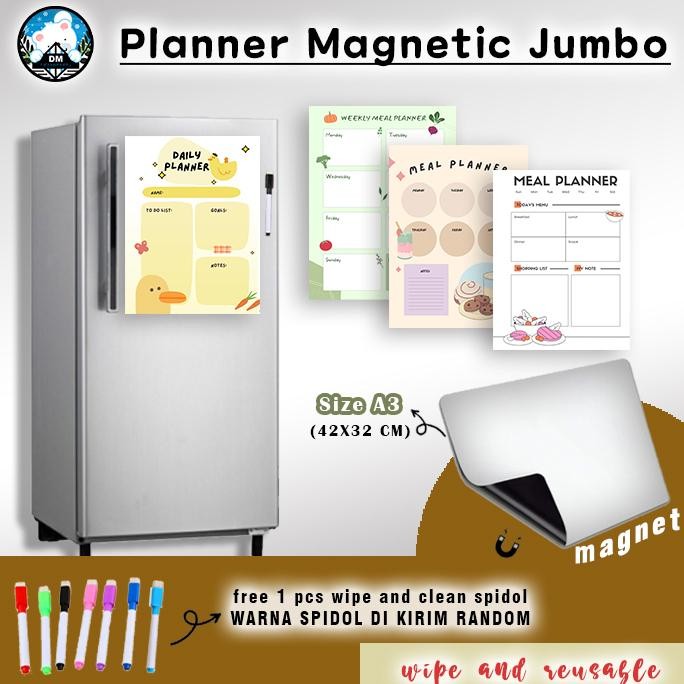 

Planner Magnet Jumbo Size A3 Sticky Notes Memo Tempel Magnet Murah Jadwal Harian Bisa Dihapus #M RB07