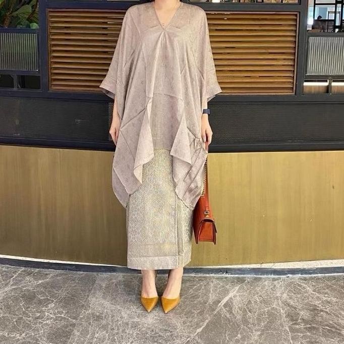 BLOUSE KAFTAN TUNIK ARUNA POLOS BATIK VISCOUSE (hanya atasan) Gaun Kondangan Wanita KAL