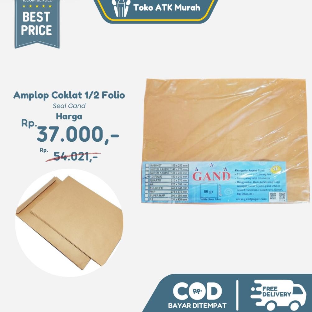 

Amplop Coklat 1/2 Folio Seal GAND RB07