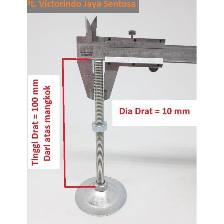 Kaki Meja Foot Adjuster Table Bahan Besi M 10 X 100 Mm ( Galvanised ) Official