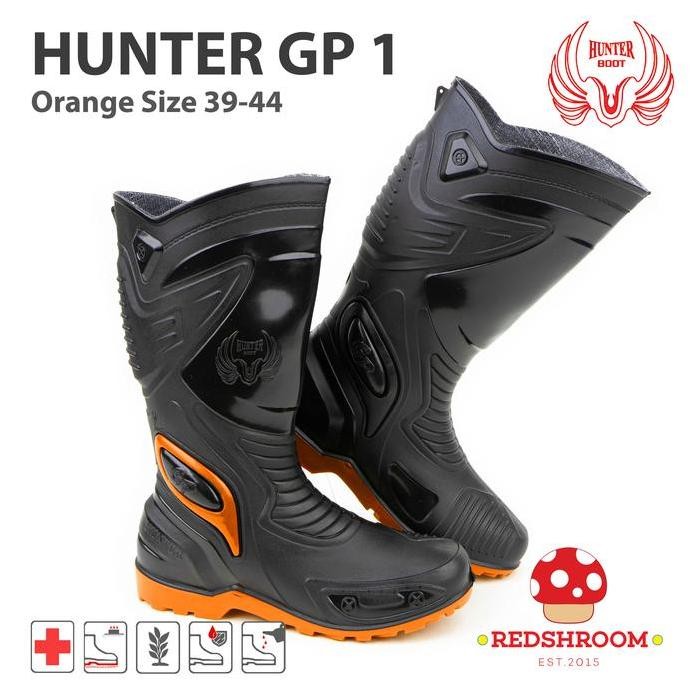 

Terlaris Sepatu Boots Tinggi Hunter Gp 1 Black/Orange Karet Lokal Anti Air Slip Shoes