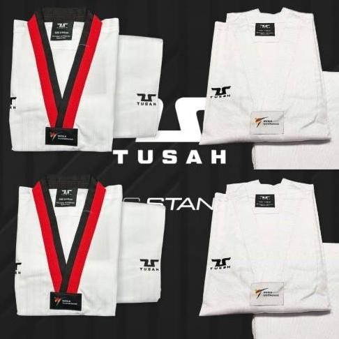 100% ORIGINAL TUSAH SERAGAM TAEKWONDO DOBOK TUSAH BAJU TAEKWONDO V NECK