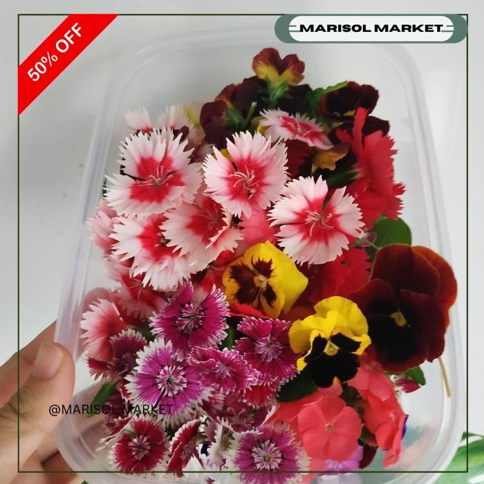 

BIG MIX EDIBLE FLOWER- KOMPLIT 12MACAM BUNGA DISKON GEDE
