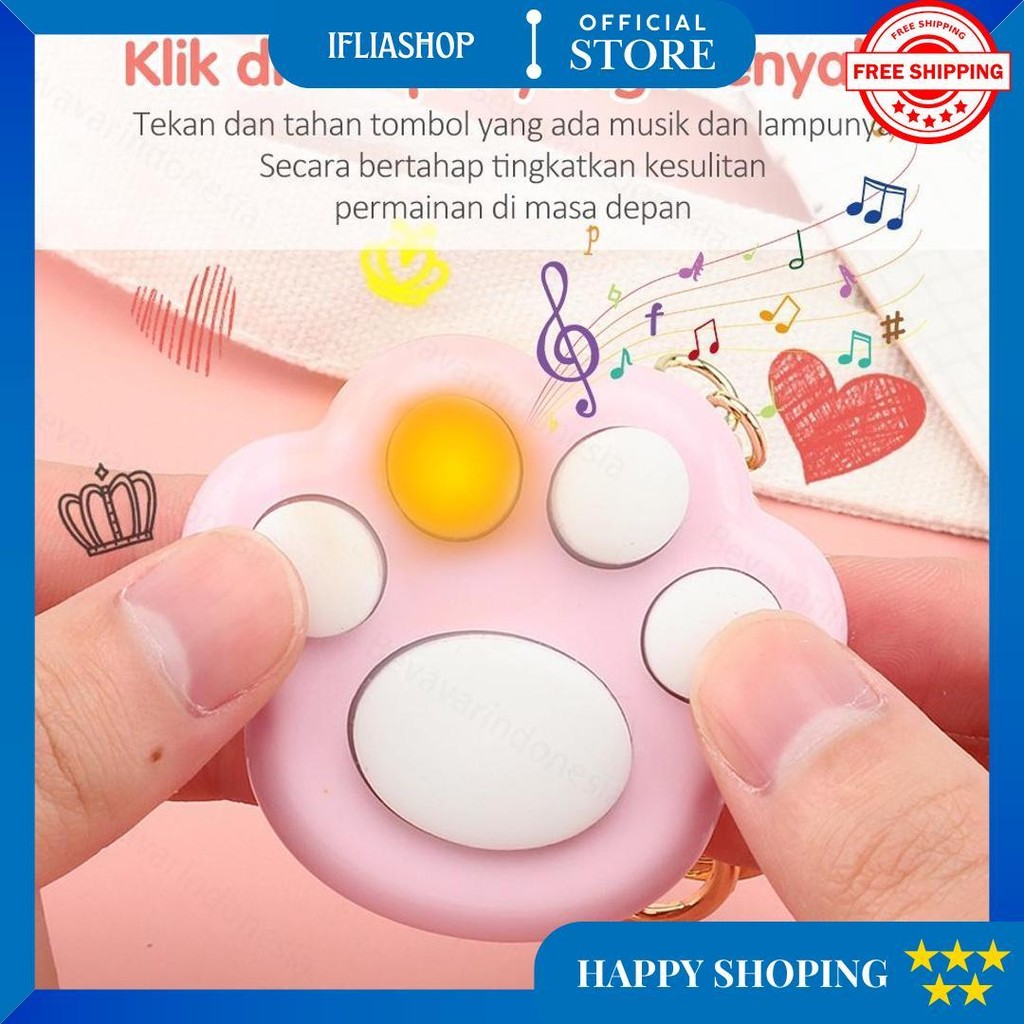 Bevavar Gantungan Kunci Lucu Model Kaki Kucing Mini Fidget Musik Toy Lovely Funny Cat Paw Push Fidge