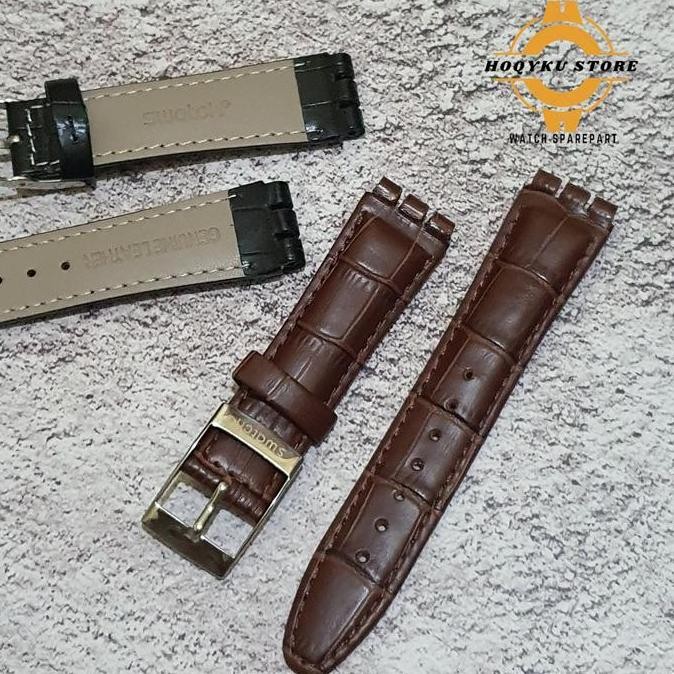 Strap Tali Jam Tangan Swatch Kulit 17mm 19mm 21mm Swatch Leather Strap