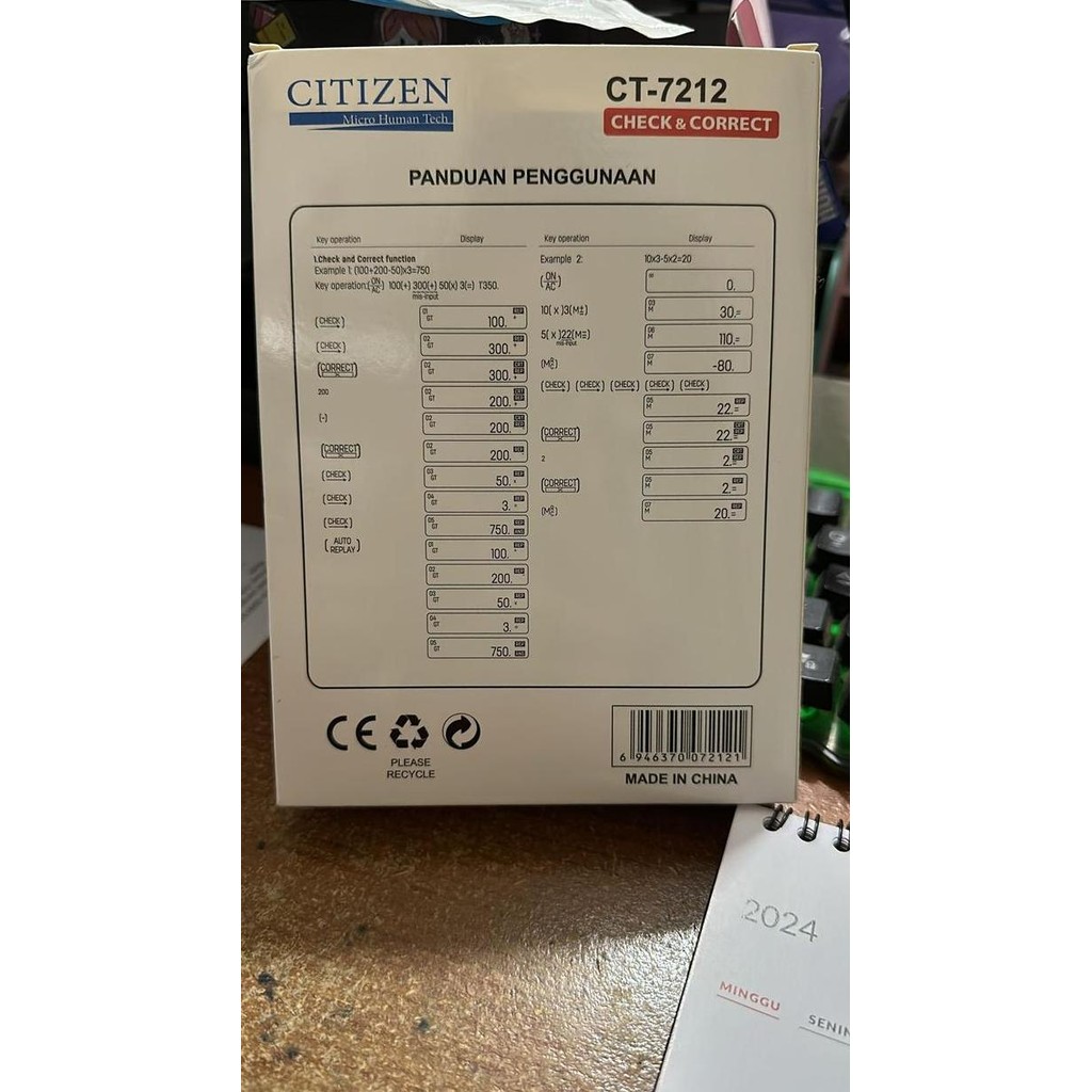 

restock Calculator Citizen 12 Digit 2 Layar CT 7212 - Kalkulator Citizen type CT-7212