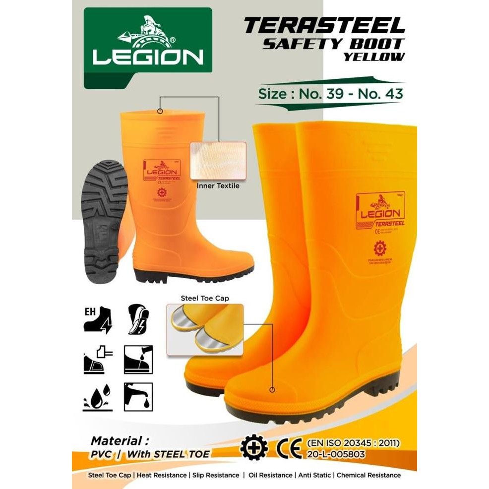 

Terlaris Sepatu Boot Boots Safety Proyek Ujung Besi Steel Toe Legion Kuning Apd