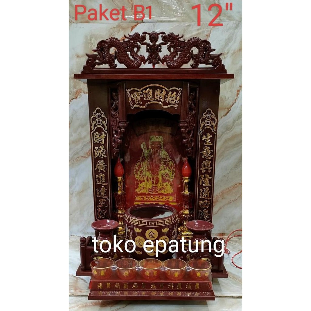 tempat altar rumah altar meja sembahyang 12 inch Dewa Bumi - Paket